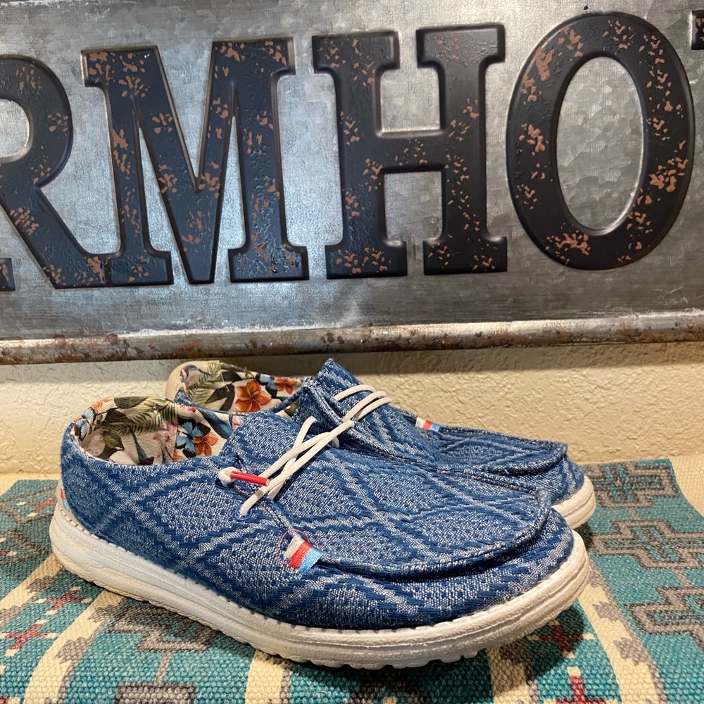 Hey Dude Blue Patterned Loafers